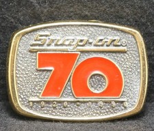 WL15138 VINTAGE 1990  SNAP-ON  70 YEARS TOOLS COMPANY SOLID BRASS BELT BUCKLE