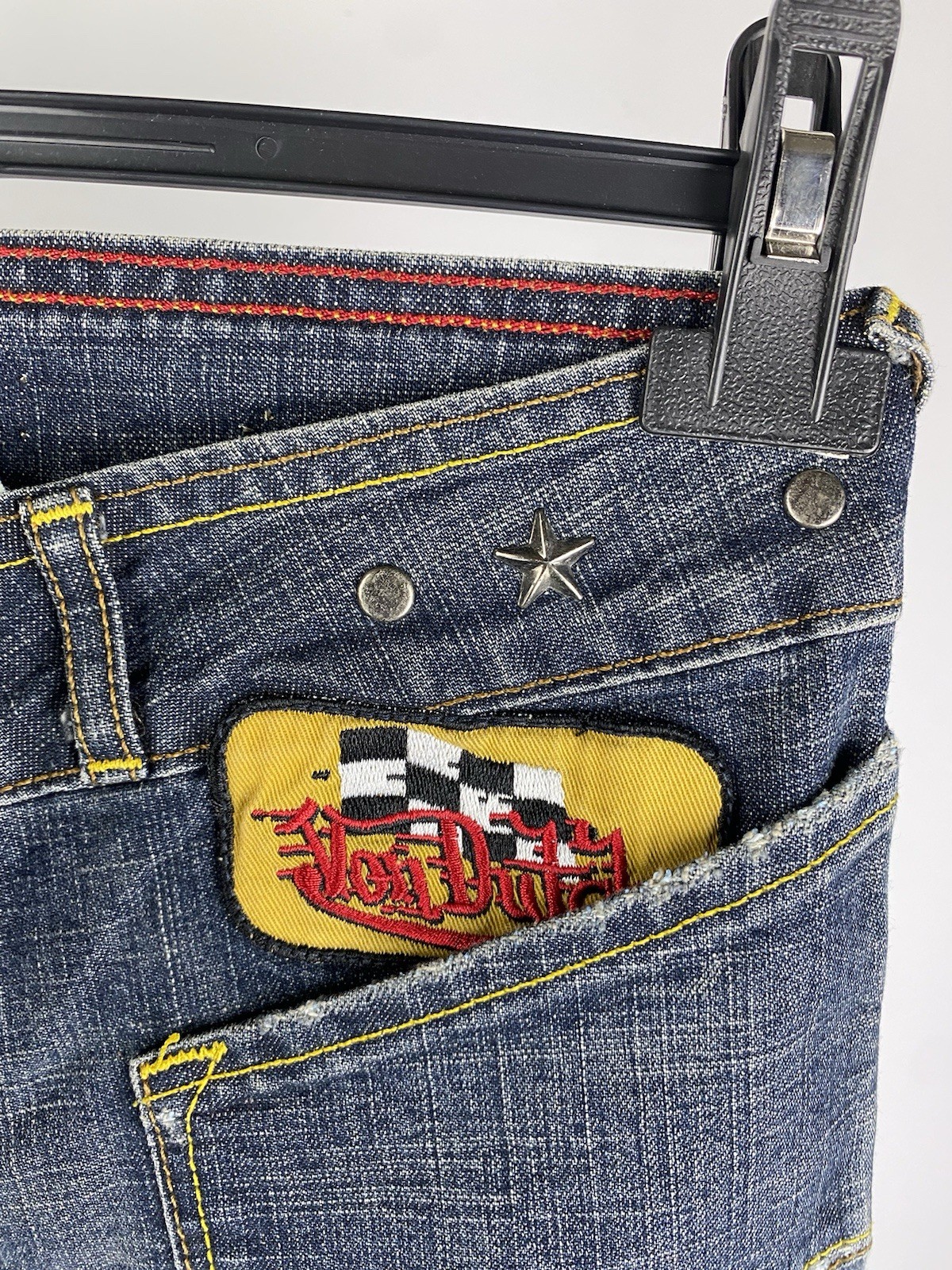 🔥VON DUTCH PATCHWORK FLARED BOOTCUT BLUE GOTHIC … - image 12