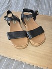 Womens Steve Madden Malden Black Platform Espadrille Sandals Sz 6 Jute  & Gold  — photo 1
