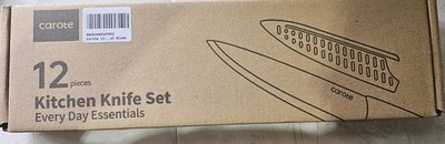 Carote 12Pcs Knife Set with Blade Guards, Floral Granite Ceramic Coating,...
