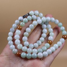 520 mm Certified Green Natural Grade A jade jadeite 8 mm Bead Necklace 33978a