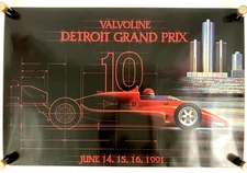 1991 Detroit Grand Prix Poster Valvoline Ken Karam Art 36x24 CART IndyCar