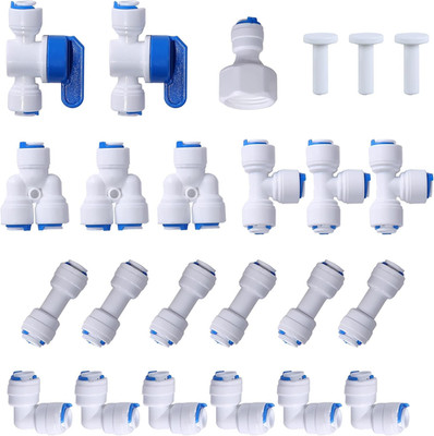 1/4'' OD Quick Connect Push in to Connect Water Tube Fitting (Ball Valve + T + L