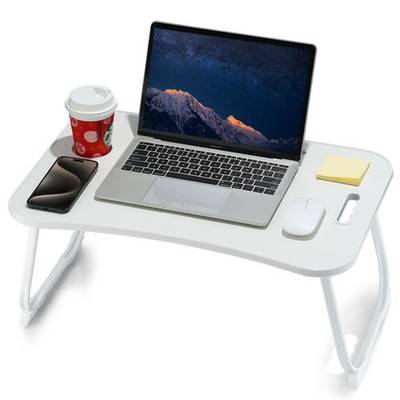 WHITE - ZEAPTAC LAPTOP BED DESK FOLDABLE LAP TABLE PORTABLE STUDY TABLE