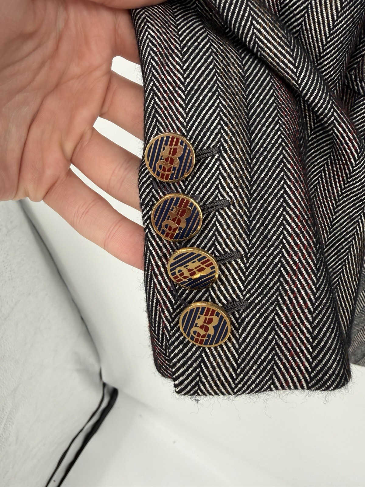 Brioni Tweed Wool Silk Sport Coat Blazer Metal Bu… - image 8