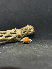 Native American Navajo Orange spiny oyster shell Sterling Silver ring size 8.5