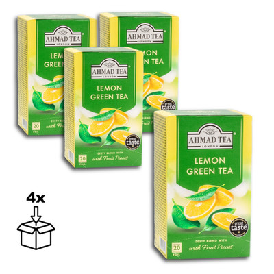 Ahmad Tea Grüner Tee mit Zitronengeschmack, 20 x 2g Teebeutel, 4 x 40g