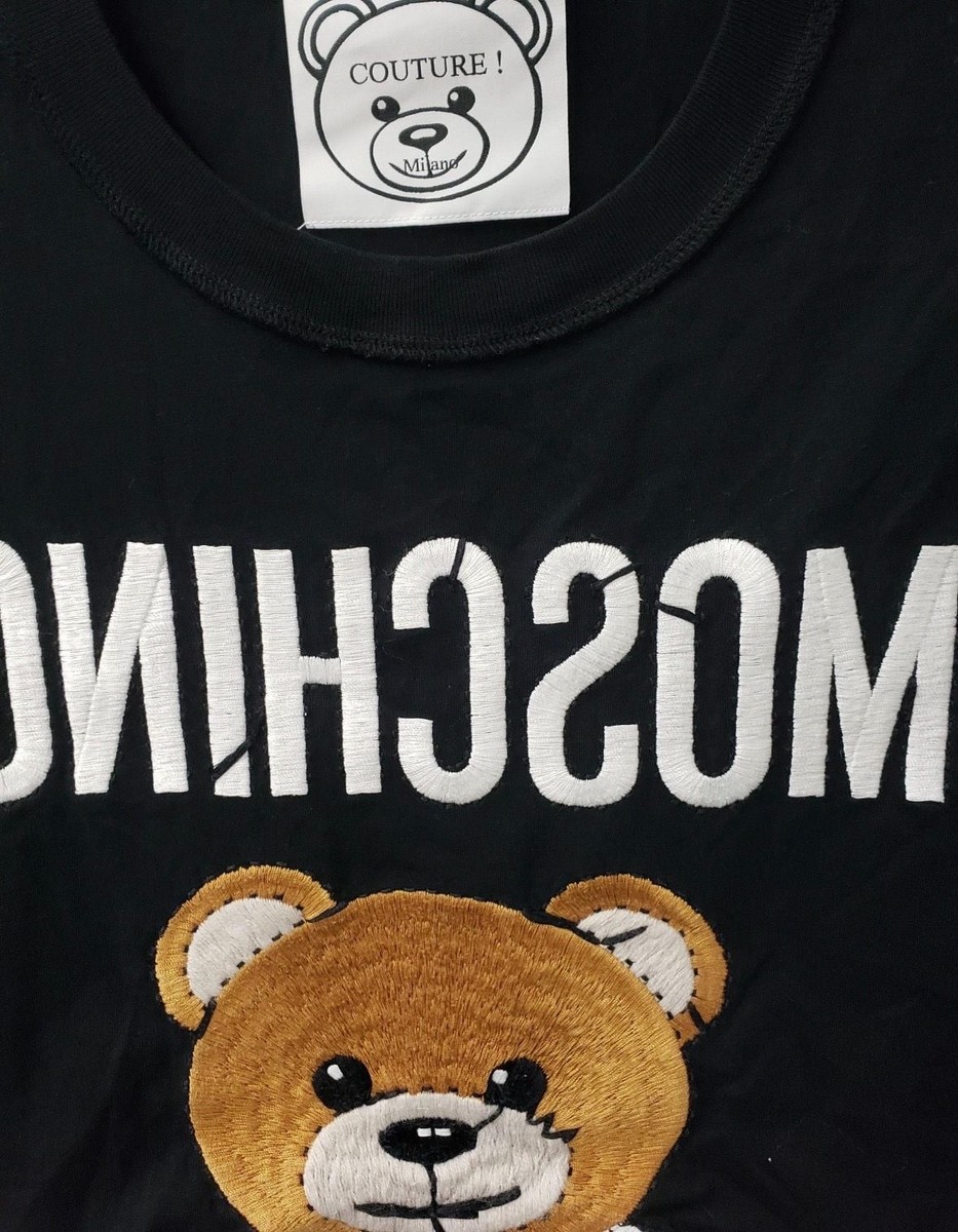 Moschino Couture! Mirrored Logo Teddy Bear Embroidered T-Shirt | eBay