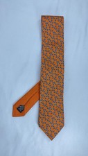 THOMAS PIK men?s Vibrant Silk Tie In Orange W Fruits Print M.in.italy EX.CON