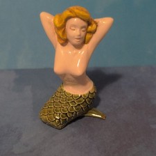 Mermaid Figurine Collectible Fantasy Green Tail Yellow Blonde Hair