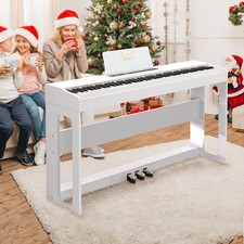 Glarry 88 Keys Full Weighted Dual Keyboards Digital Home Piano White