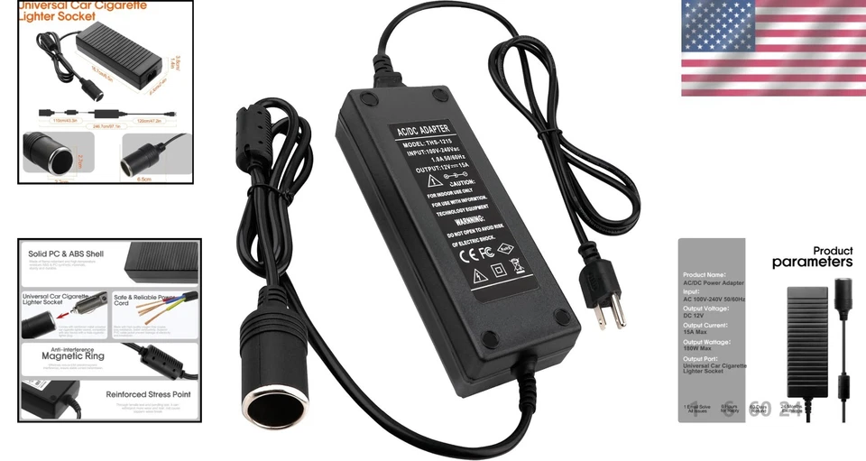Universal 12V Power Supply Adapter 180W - Ideal for Car Coolers and Compressors - Image 2 of 4