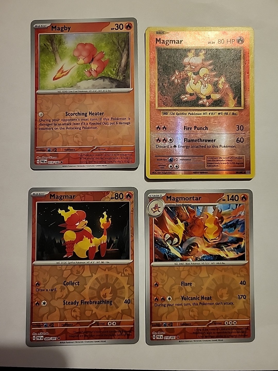 Pokemon Set Of 4 Magby 019/182 Magmar 20/108 Magmar 009/091 Magmortar 010/091