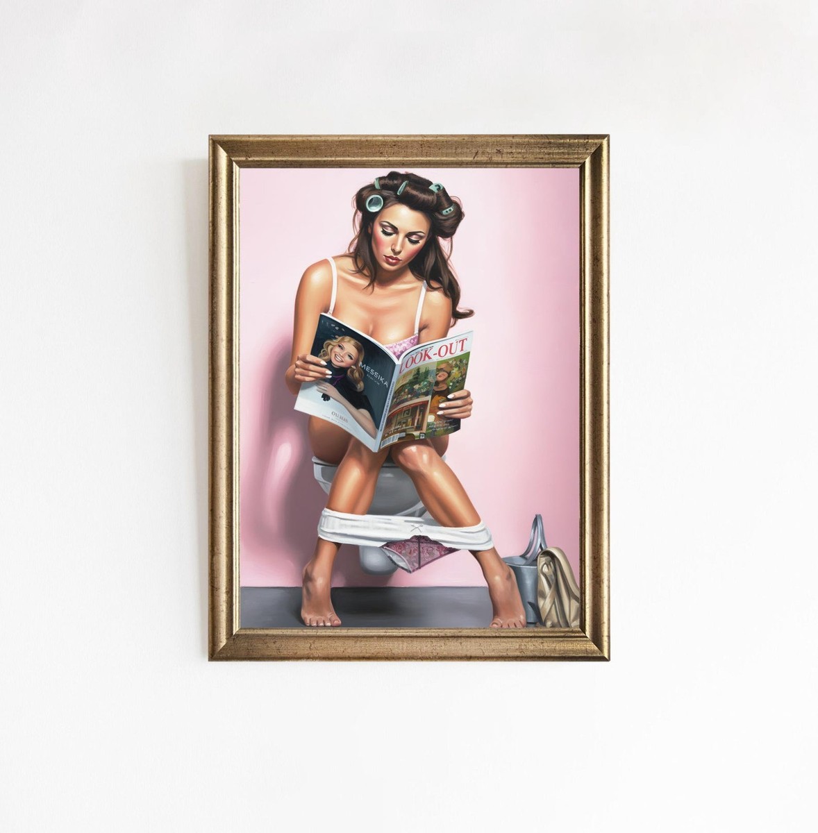 Girl Reading Magazine Toilet Poster – Funny Hypebeast Bathroom