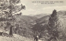 Conoco Gasoline Advertising Postcard Looking Up Red River Canyon, Taos NM