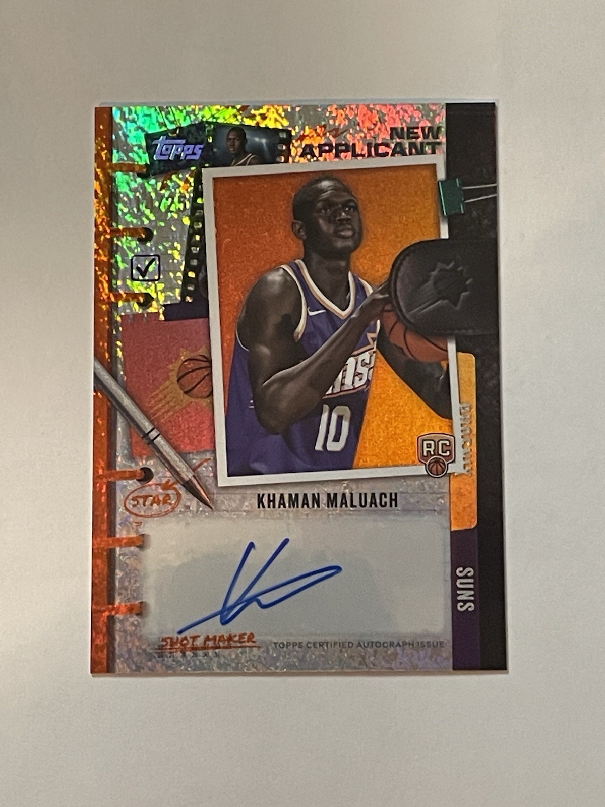 2025-26 Topps Khaman Maluach New Applicant Orange Foil Auto /25!!