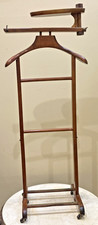 Valet Suit Stand Italian Mahogany Wood Vintage 50s Rolling Castors