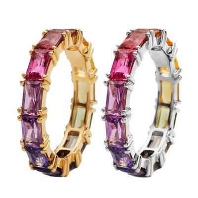 Gorgeous Rainbow Tone Zircon Ring Handcrafted Copper Piece For Everyday Wear