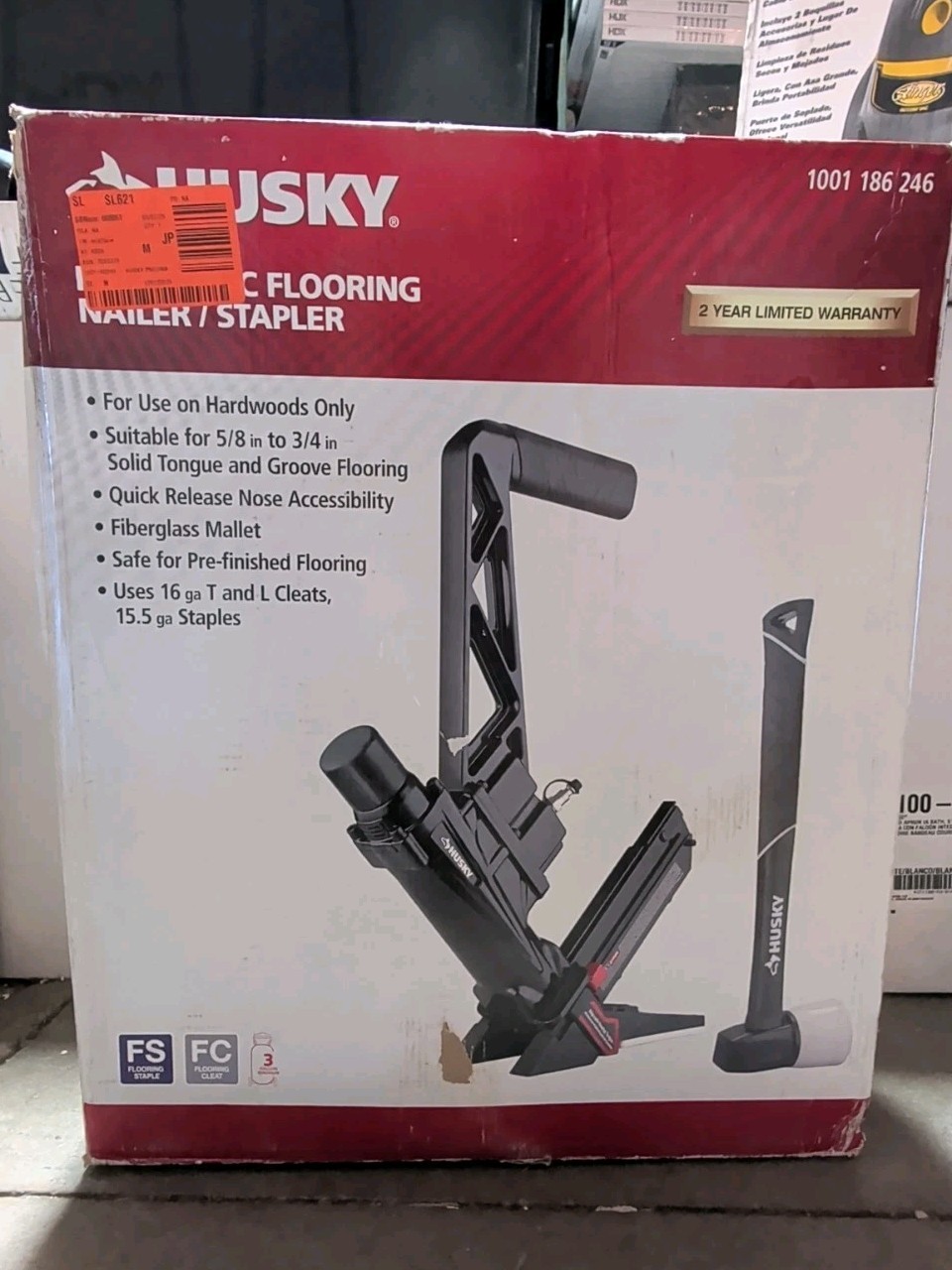 HUSKY Pneumatic Hardwood Flooring Nailer/Stapler 15.5Ga 16Ga
