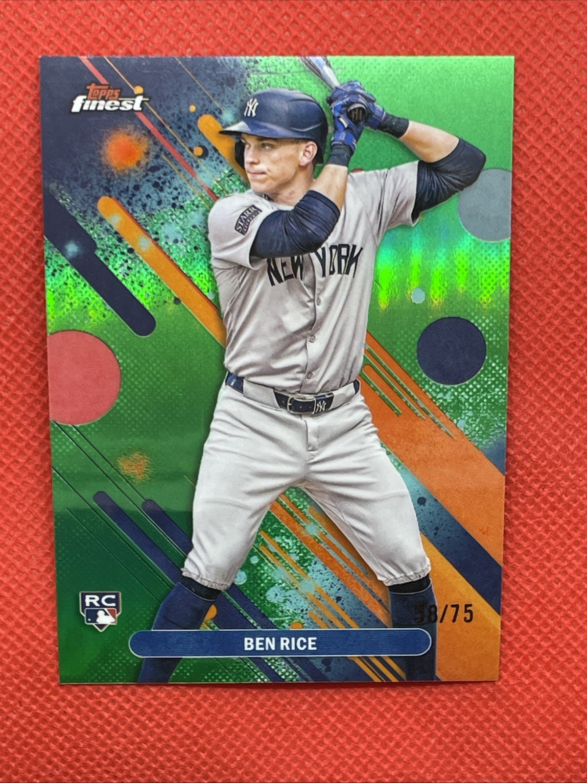 2025 Topps Finest Ben Rice Green Refractor #/75 Rookie RC Yankees #48