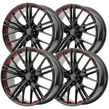 Set Of 4 Replica Pr194 Zl1 20x9 5x120 30mm Blackred Stripe Wheels Rims