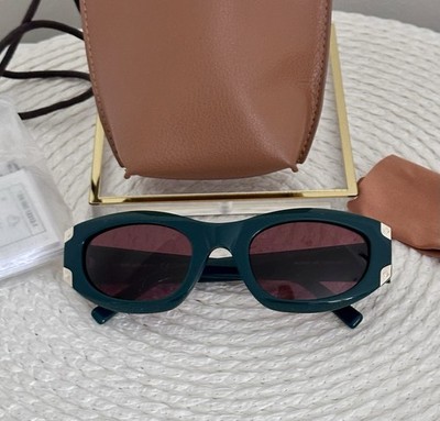 Auth MCM Unisex MW0006 96S Green Round Sunglasses 53-23-135 Italy Leather Case