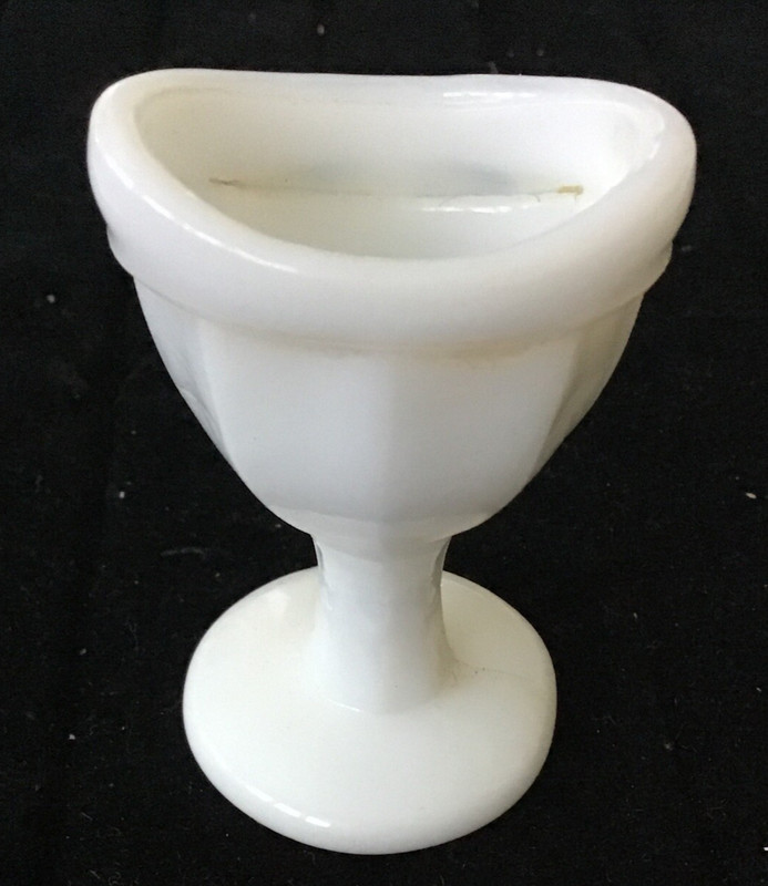 Vintage Optical Eye Wash Cup Opaque White Milk Glass Pedestal 2.25"