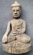 Statuette bouddha bois 27cm