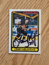LARRY MELNYK 1990/91 OPC SIGNED AUTOGRAPHED CARD #419 VANCOUVER CANUCKS NHL