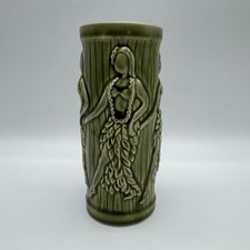 Tiki Mug Hula Girl Orchids Of Hawaii Green Japan Kitschy MCM Ceramic Pottery