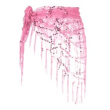 Belly Dance Hip Scarf Sequin Triangle Wrap Skirts Dark Pink 