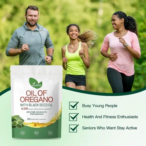 VivoNu Organic Oregano Oil with Black Seed 6000mg, 300 Softgels，Free Shipping - Picture 4 of 11