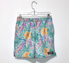 Vineyard Vines Boys Swim Trunks M 12-14 Green Violet Board Shorts Pockets Logo