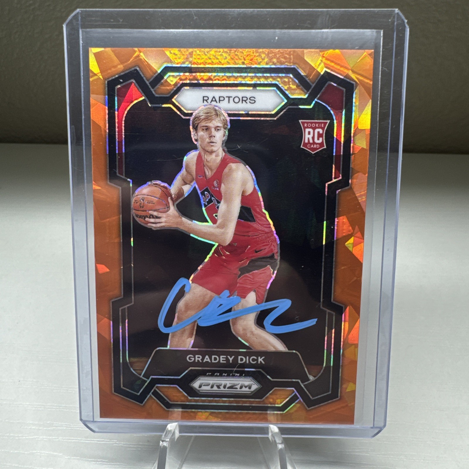 2023-24 Panini Prizm Gradey Dick #134 Orange Ice Prizm RC Signed IP Autograph