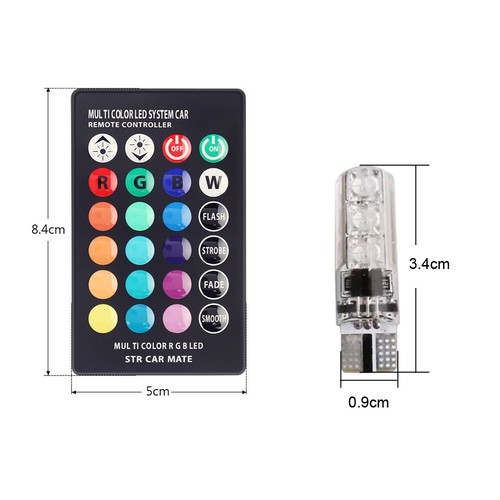 For Car Parking Light 168 194 T10 Multi-Color RGB LED Bulb w/ RF Remote Control - Picture 8 of 12