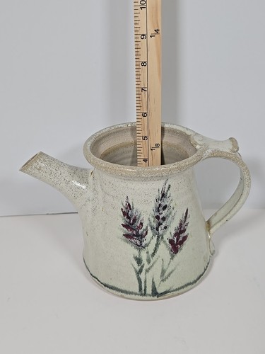 Lavender Print Pottery Handmade Teapot/ Watering Can With Lid Ceramic Pottery - Picture 12 of 13