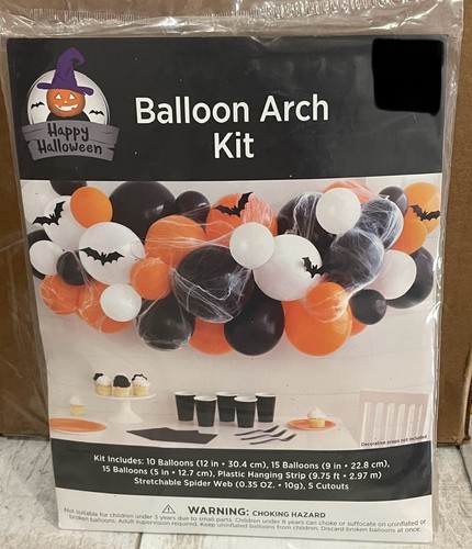 Happy Halloween Balloon Arch Kit - Orange/Black/White - NEW - Picture 3 of 6