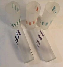 5 Libbey Candy Stripe Tom Collins/Iced Tea Tall Frosted Glasses Flawless...