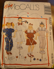McCall's Easy Pattern 5237 Girls Jumpsuit, Top, Pants Shorts Size 7 - 8 - 10