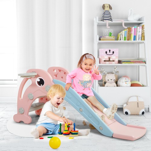 3 in 1 Kids Slide w/Basketball Hoop Indoor Outdoor Climber Playground for Baby