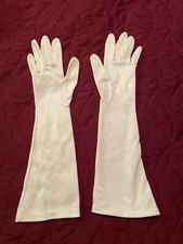 VINTAGE WOMEN'S WHITE ELBOW LENGTH GLOVES FOWNES EMBRACEABLE EUC