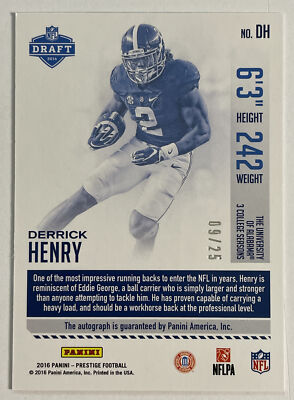 Derrick Henry 2016 Prestige Xtra Points Rookie Signatures Derrick Henry 2016 Prestige Xtra Points Rookie Signatures