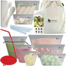 Reusable Bags Silicone, 8-Pack Food Storage, Thick Freezer Bags Dishwasher Safe