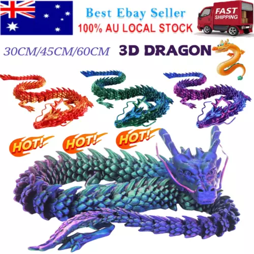 3D Printed Dragon, Crystal Dragon Fidget Toys, Full Articulated Crystal Dragon - Picture 1 of 25