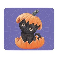 CafePress PD Moreno's Halloween Black Kitty Mousepad 1153734468