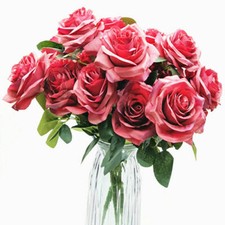 10 Köpfe Künstliche Rosen Seiden Blumenstrauß Kunstblumen Pflanzen Hochzeit Deko