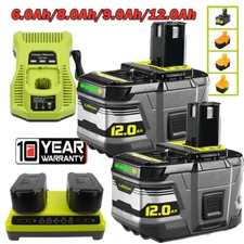 12Ah For RYOBI P108 ONE Plus High Capacity Battery / Charger 18Volt Li-Ion