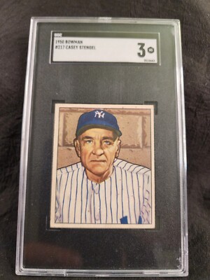 1950 BOWMAN #217 CASEY STENGEL HOF GRADED SGC 3 NEW YORK YANKEES