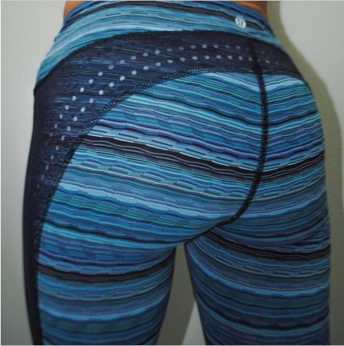 NWT Lululemon 'Stop At Nothing' Crops Navy Blue~Emerald Green Space Dye Twist, 6 image 7
