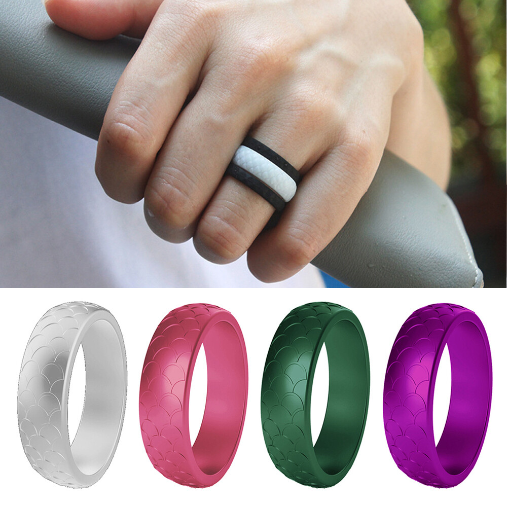 Medical Grade Silicone Wedding Ring Men's Flex Fit Sport Rubber Band 6-10 # Size